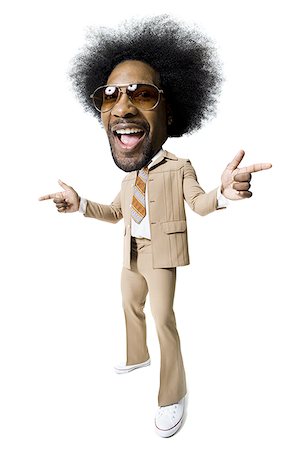 exaggerating - Man with an afro in beige suit Stock Photo - Premium Royalty-Free, Code: 640-01359185