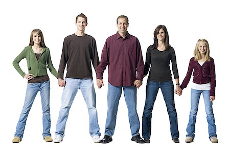 smiling girl 14 years old - Family of five holding hands Stock Photo - Premium Royalty-Free, Code: 640-01359651