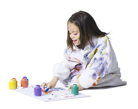 finger painting - Young girl finger painting Stock Photo - Premium Royalty-Free, Code: 640-01359962