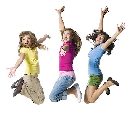 Three girls jumping Stock Photo - Premium Royalty-Free, Code: 640-01350337