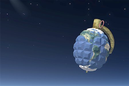 The earth shaped as a hand grenade Stock Photo - Premium Royalty-Free, Code: 640-01352661