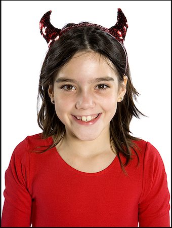 simsearch:640-06963547,k - Portrait eines Mädchens, das Tragen des Teufels Hörner Stockbilder - Premium RF Lizenzfrei, Bildnummer: 640-01352681