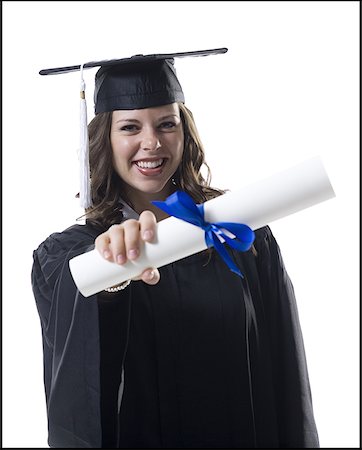 Female student graduate holding diploma Foto de stock - Sin royalties Premium, Código: 640-01352816