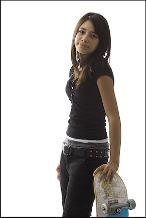 simsearch:640-03255699,k - Teenage girl with skateboard Foto de stock - Sin royalties Premium, Código: 640-01353449