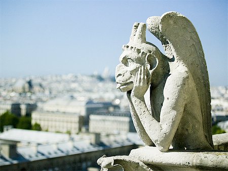 simsearch:640-06051593,k - Gargoyle atop building Stock Photo - Premium Royalty-Free, Code: 640-01353576