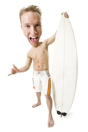 funny cartoon face - Caricature of surfer with surfboard Stock Photo - Premium Royalty-Free, Code: 640-01364137