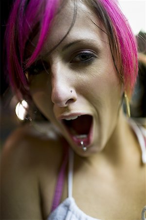 simsearch:640-02770772,k - Female punk with dyed pink hair Stock Photo - Premium Royalty-Free, Code: 640-01364489