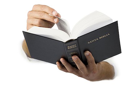 Close-up of  hands holding a Spanish language Bible Foto de stock - Sin royalties Premium, Código: 640-01364582
