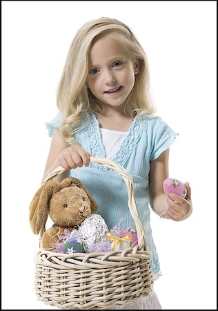 Girl holding Easter basket Foto de stock - Sin royalties Premium, Código: 640-01364910
