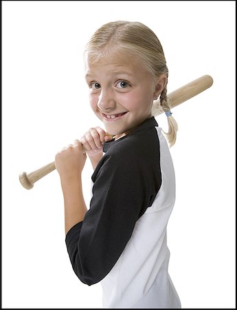 Portrait of a girl holding a baseball bat Stock Photo - Premium Royalty-Free, Code: 640-01365424