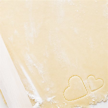 simsearch:640-02772561,k - Detailed view of dough with hearts and rolling pin Stock Photo - Premium Royalty-Free, Code: 640-01365715