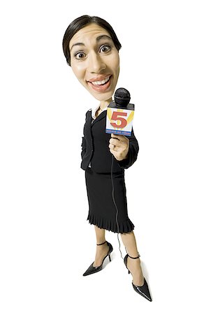 Caricature of female journalist with microphone Foto de stock - Sin royalties Premium, Código: 640-01365724