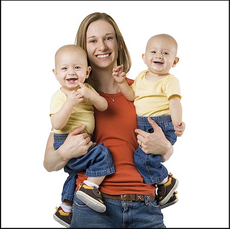 simsearch:640-01366599,k - Mother with twin baby boys Stock Photo - Premium Royalty-Free, Code: 640-01365790