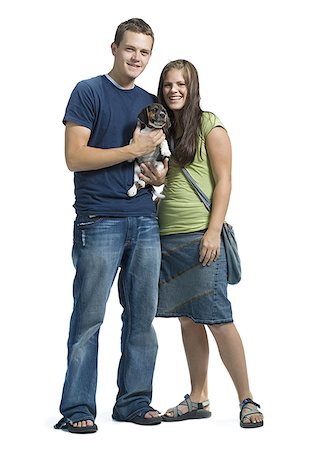 Porträt eines jungen Paares mit einem Welpen Stockbilder - Premium RF Lizenzfrei, Bildnummer: 640-01366541