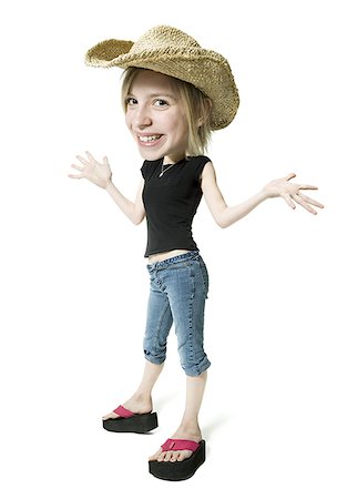 simsearch:640-01353238,k - Portrait d'une jeune fille portant un chapeau de cowboy Photographie de stock - Premium Libres de Droits, Code: 640-01361436