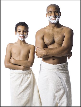 father and son and shave - Father and son shaving together Stock Photo - Premium Royalty-Free, Code: 640-01361642