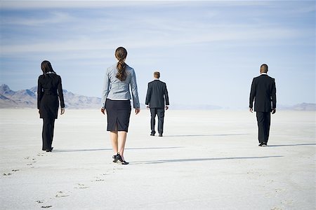 schwarm - Rear view of two businessmen and two businesswomen walking together Stock Photo - Premium Royalty-Free, Code: 640-01362679