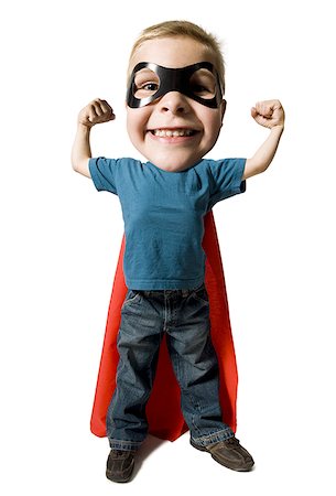 simsearch:640-01352199,k - Caricature of boy with mask and cape Fotografie stock - Premium Royalty-Free, Codice: 640-01363122
