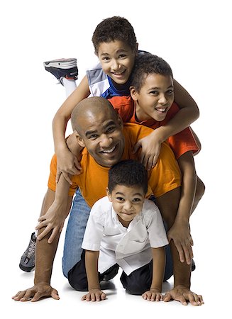 simsearch:640-03258191,k - Father posing with three sons Foto de stock - Sin royalties Premium, Código: 640-01363553