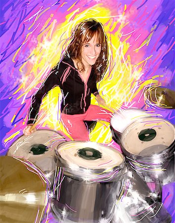 Female playing drums photo art Stock Photo - Premium Royalty-Free, Code: 640-01363716