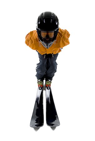 skiing top view - Man with skis and ski helmet Stock Photo - Premium Royalty-Free, Code: 640-01458495
