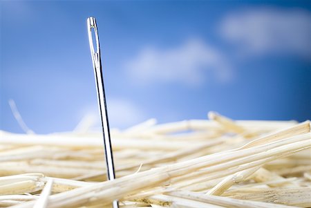 sewing needle close up - Detailed view of needle in a haystack Stock Photo - Premium Royalty-Free, Code: 640-01458516