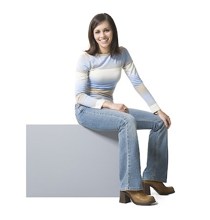 simsearch:640-01355807,k - Woman sitting on blank sign Stock Photo - Premium Royalty-Free, Code: 640-01540397