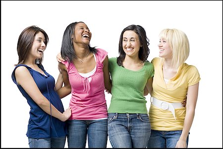 Quatre femmes s'enlaçant et souriant Photographie de stock - Premium Libres de Droits, Code: 640-01575249