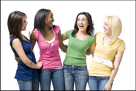 Quatre femmes s'enlaçant et souriant Photographie de stock - Premium Libres de Droits, Code: 640-01575250
