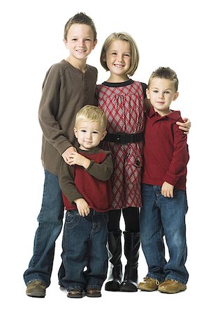 parent holding hands child silhouette - Quatre enfants posant et souriant Photographie de stock - Premium Libres de Droits, Code: 640-01645325