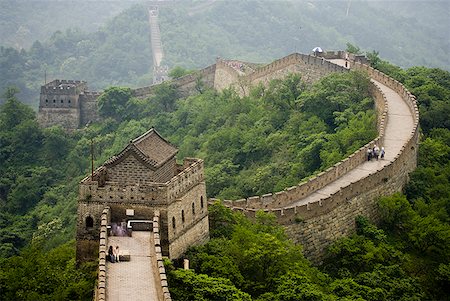 Aerial view of the Great Wall of China Stock Photo - Premium Royalty-Free, Code: 640-01645424