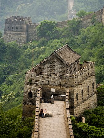 Aerial view of the Great Wall of China Stock Photo - Premium Royalty-Free, Code: 640-01645425
