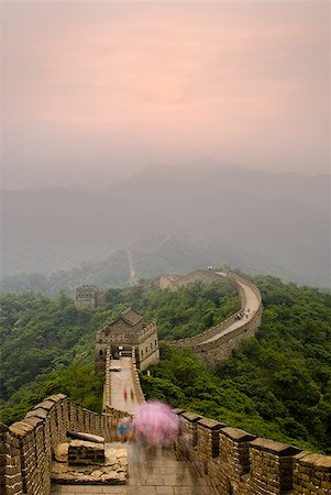 Aerial view of the Great Wall of China Stock Photo - Premium Royalty-Free, Code: 640-01645421