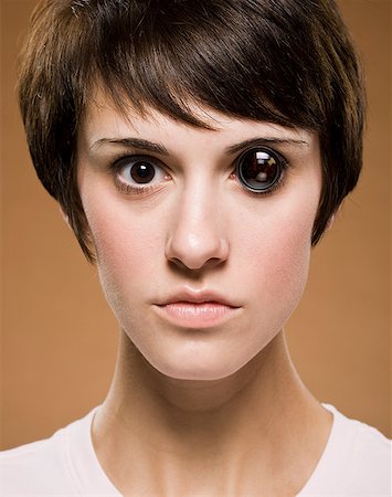 Woman with lens in eyeball closeup Foto de stock - Sin royalties Premium, Código: 640-01645775