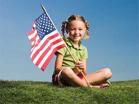 Child with American flag. Stock Photo - Premium Royalty-Free, Code: 640-02656280
