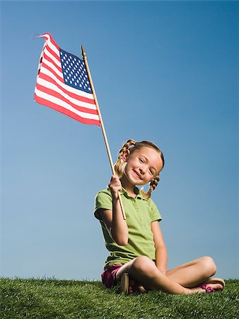 Child with American flag. Stock Photo - Premium Royalty-Free, Code: 640-02656281