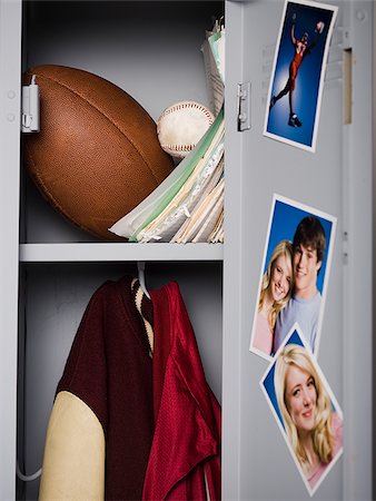 school sports - Contents of high school lockers. Stock Photo - Premium Royalty-Free, Code: 640-02657057