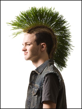 simsearch:640-02779202,k - man with a grass mohawk Stock Photo - Premium Royalty-Free, Code: 640-02658999