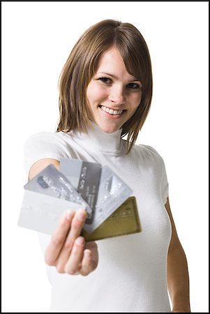 simsearch:640-02658258,k - femme avec des cartes de crédit Photographie de stock - Premium Libres de Droits, Code: 640-02659491
