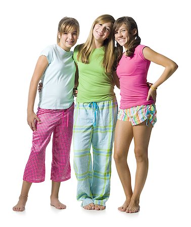 Three girls in pajamas Stock Photo - Premium Royalty-Free, Code: 640-02764940