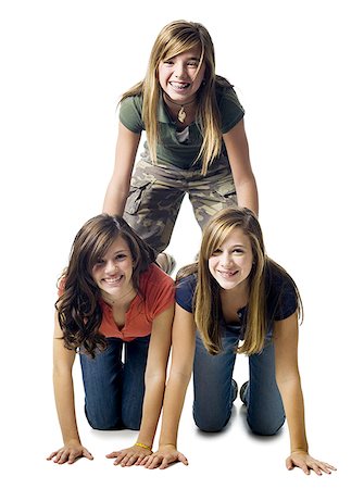 friends silhouette group - Three girls smiling Foto de stock - Sin royalties Premium, Código: 640-02765030