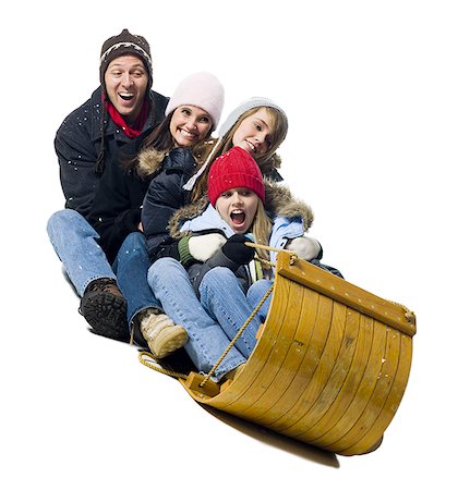 simsearch:640-01601665,k - Family on toboggan Fotografie stock - Premium Royalty-Free, Codice: 640-02765046