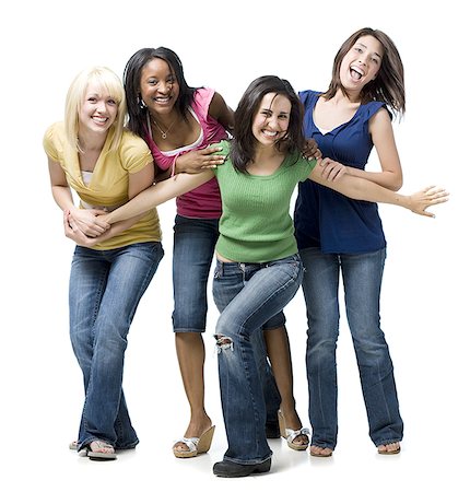 Four women laughing and playing Stock Photo - Premium Royalty-Free, Code: 640-02765284
