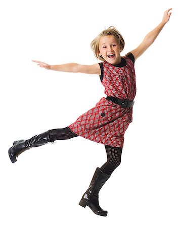 simsearch:640-03265307,k - Girl smiling and leaping Stock Photo - Premium Royalty-Free, Code: 640-02765400