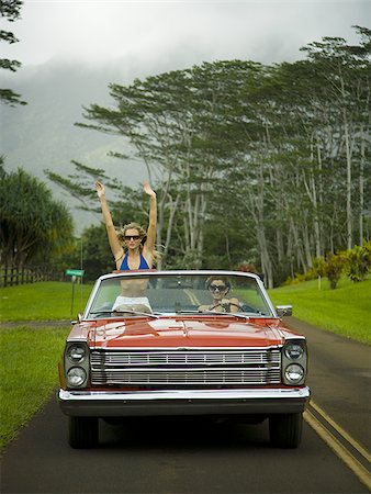 Two young women traveling in a car Stock Photo - Premium Royalty-Free, Code: 640-02766296