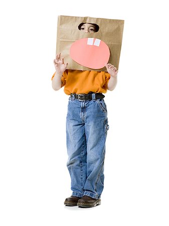 simsearch:640-02766814,k - Portrait of a boy wearing a cardboard box Fotografie stock - Premium Royalty-Free, Codice: 640-02766830