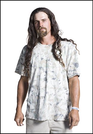 simsearch:640-01358499,k - Homme avec des cheveux longs et une barbiche Photographie de stock - Premium Libres de Droits, Code: 640-02768566