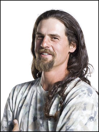 redneck facial hair - Homme avec des cheveux longs et une barbiche Photographie de stock - Premium Libres de Droits, Code: 640-02768567