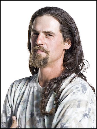 redneck facial hair - Homme avec des cheveux longs et une barbiche Photographie de stock - Premium Libres de Droits, Code: 640-02768568
