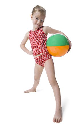 simsearch:640-02769069,k - Fillette avec ballon de plage Photographie de stock - Premium Libres de Droits, Code: 640-02768978